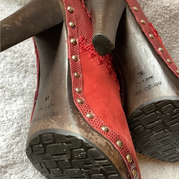 Sergio Rossi Red Embellished suede mules - Picture 11 of 11